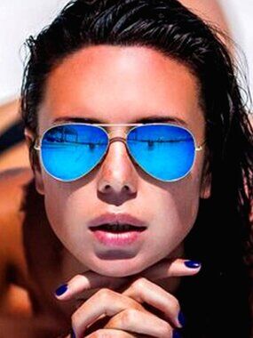 Ray-Ban RB3025 112/17 Gold Frame Sunglasses with Blue Flash Mirrored Lenses